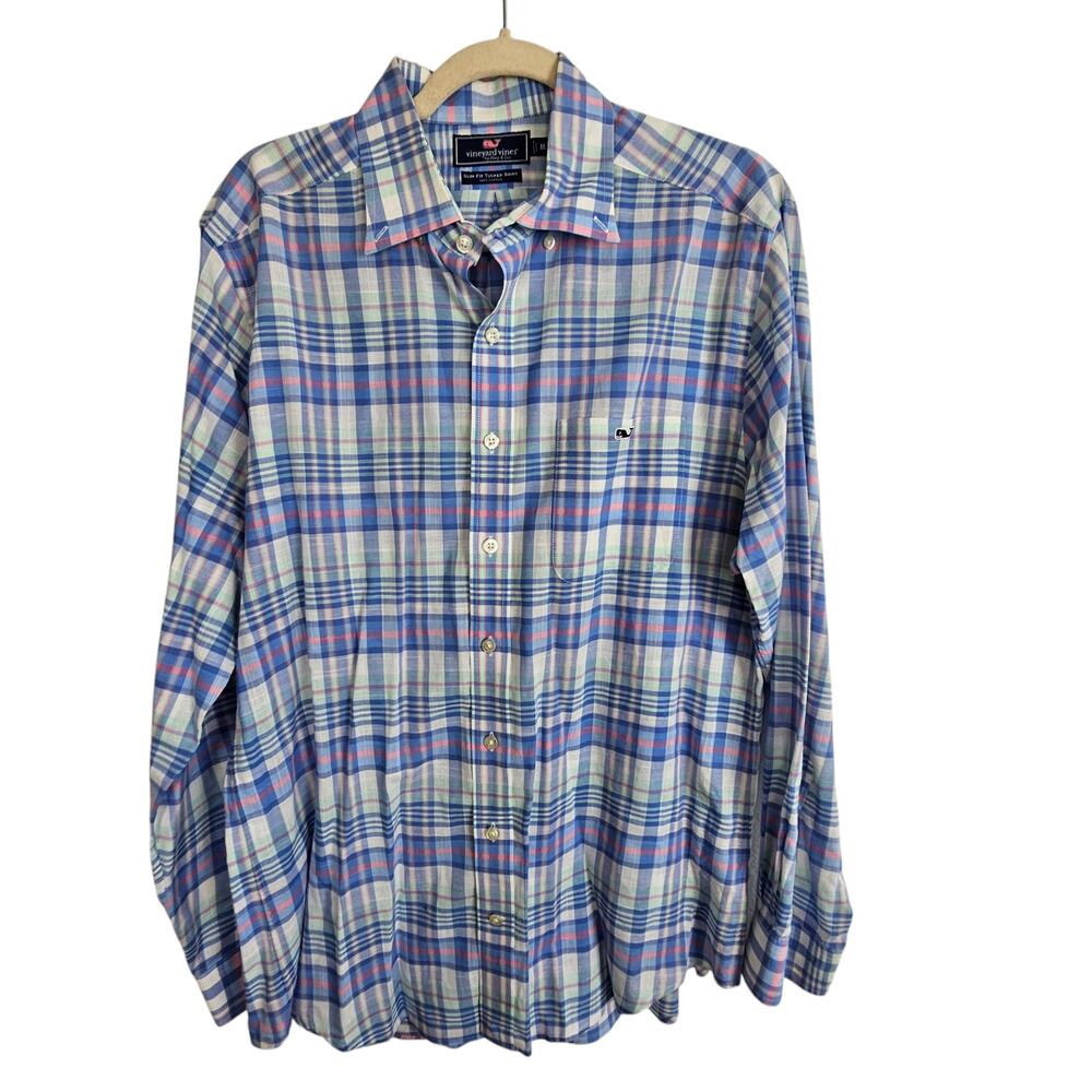 Vineyard Vines Mens Slim Fit Tucker Shirt Size M Plaid Preppy Career Office Work